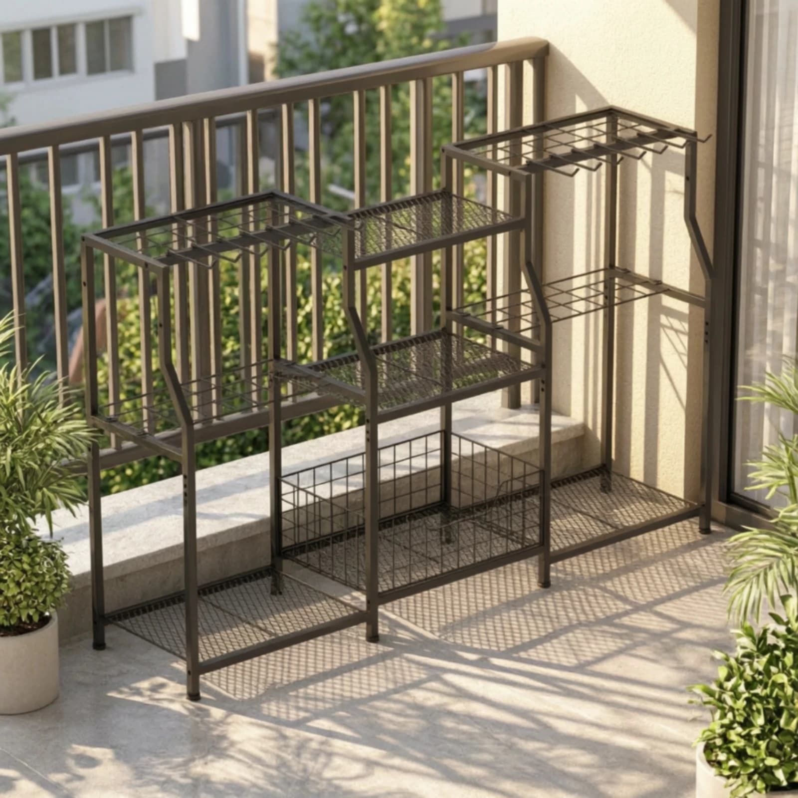 Garden Tool Organizer Heavy Duty Yard Tool Organizer Garage Storage Rack with Hooks Freestanding Space-Saving for Gardeners