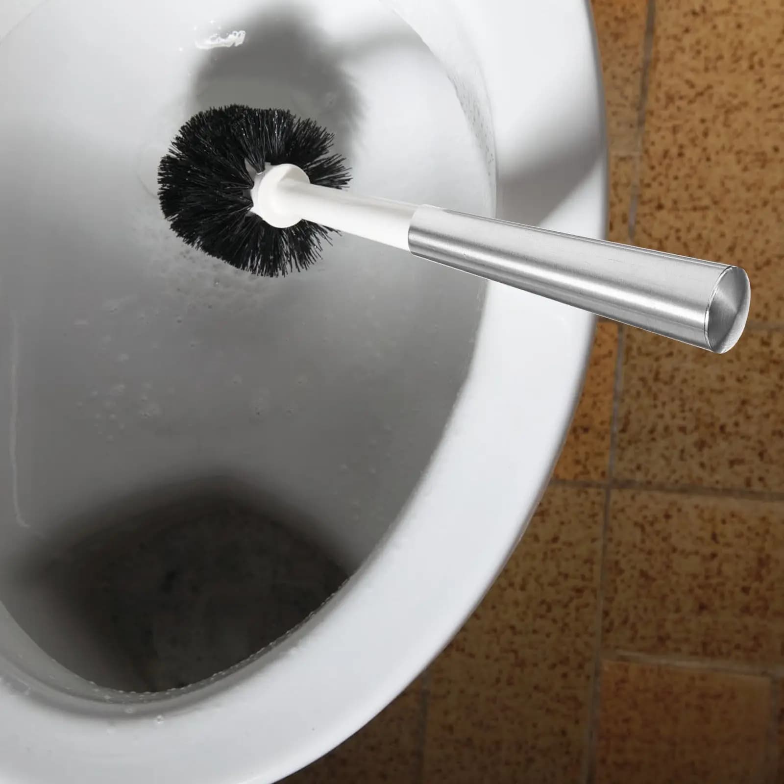 2 Pezzi Manico di Ricambio in Metallo per Spazzola WC, in Acciaio Inossidabile, Resistente, con Impugnatura Comoda, Compatibile con Tutti i Modelli Standard
