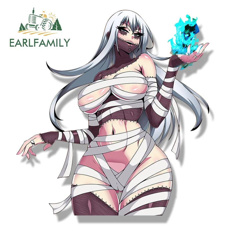 EARLFAMILY 13 cm x 12 cm Benda Dabi Ragazza Fanart Adesivo per auto Fiamma blu JDM Auto Casco moto Decalcomania NSFW Cartoon Car Styling
