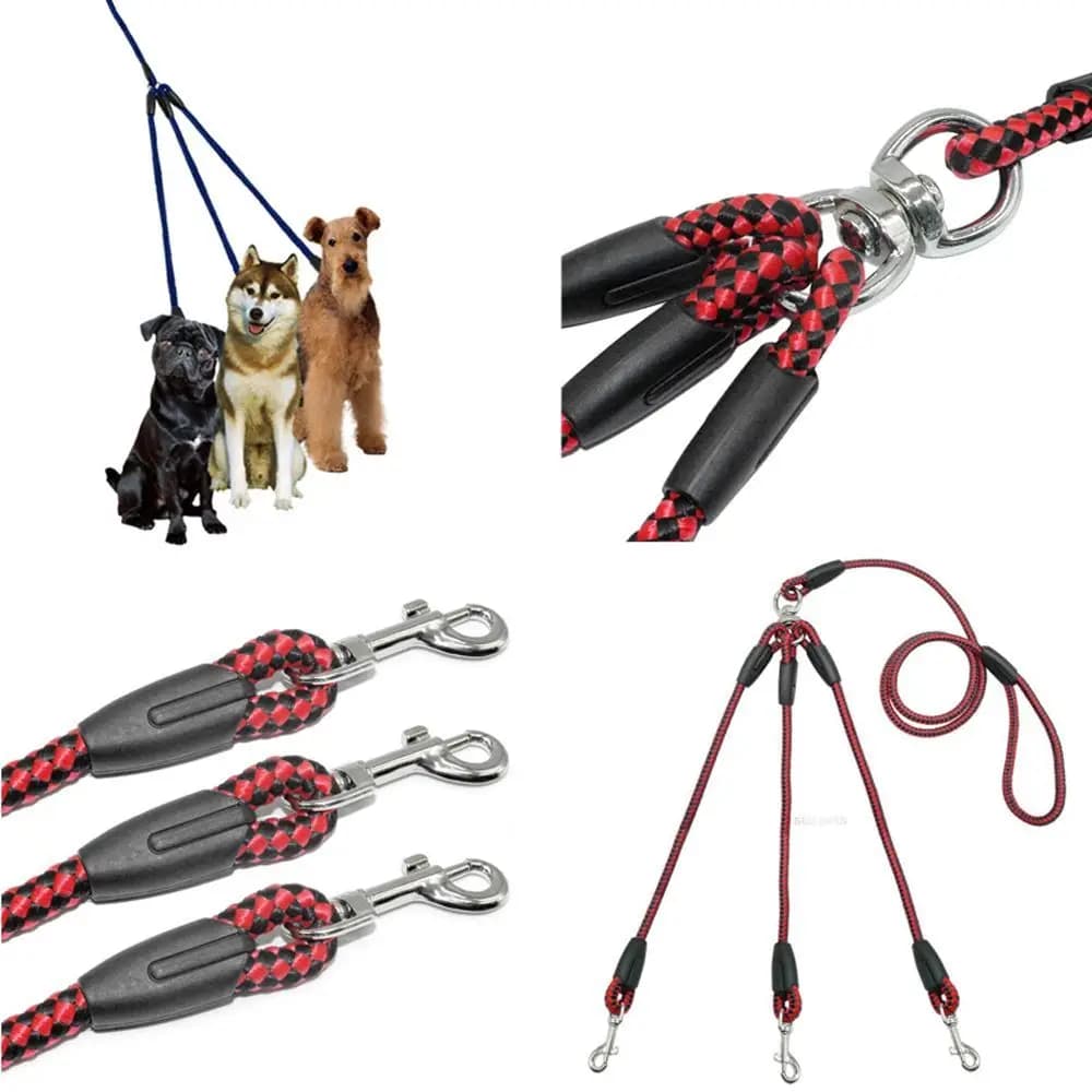 Guinzaglio per animali domestici in corda intrecciata resistente, cordino di sicurezza, guinzaglio triplo, guinzaglio da trazione, corda per cuccioli, guinzaglio per animali domestici