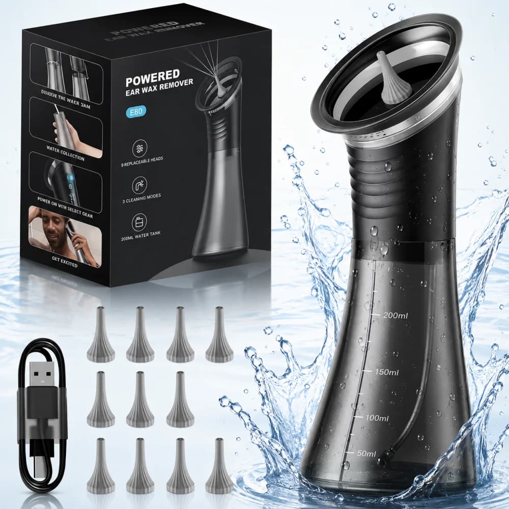 Electric Ear Wax Removal System Water Powered Ear Cleaning Tool with Irrigation Flusher 3 Pressure Settings Safe & Effective