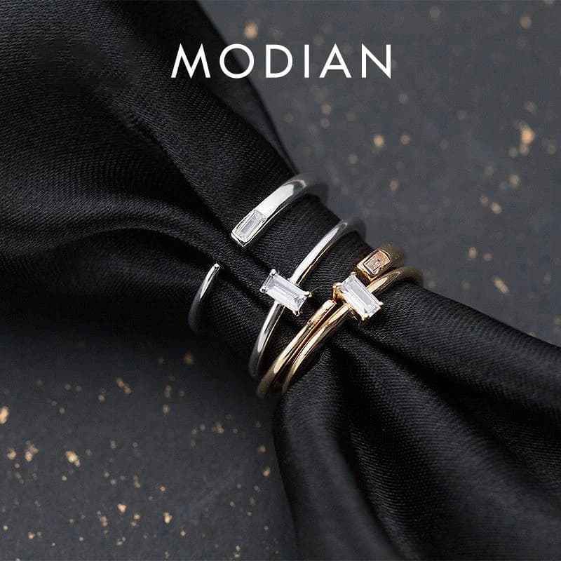 Modian Moda 2 Stile Diverso Sterling Silver 925 Anello di Zircone Lucido per Le Donne Regalo Impilabile Anello Sottile Gioielleria Raffinata 2020 Nuovo
