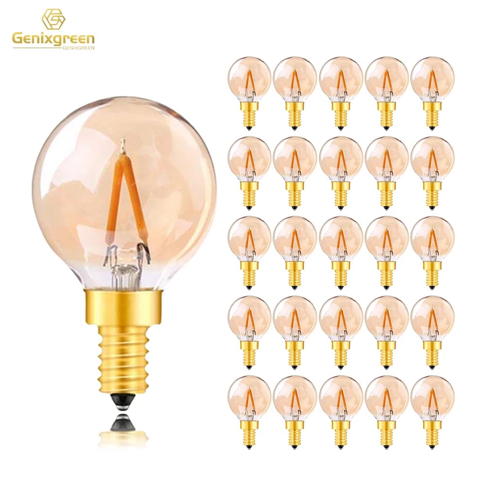 Lampadine a globo a filamento LED vintage G40 1W E12 E14 Base dimmerabile in vetro colorato dorato Lampadine di ricambio per decorazioni per interni