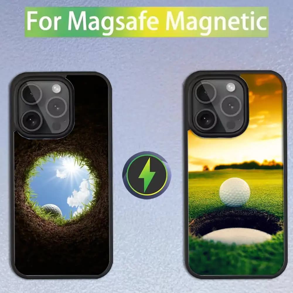 Custodia per telefono Sport Golf Ball per iPhone 16,15,14,13,12,11,Pro,Max,Plus,Mini,SE Magsafe Ricarica wireless magnetica