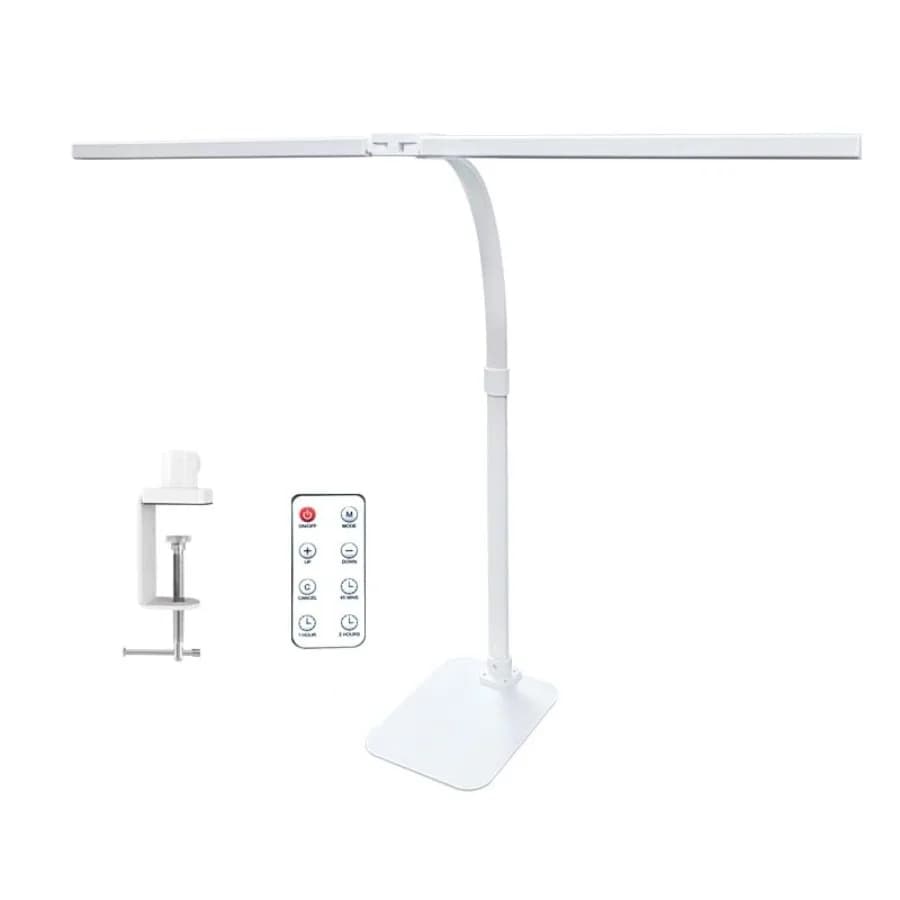 Lampada da Scrivania LED per Ufficio, Dormitorio, Casa - Luce da Tavolo per la Cura degli Occhi con Timer e Telecomando, 24W, Ultra Luminosa, per Monitor di Computer a Doppio Schermo