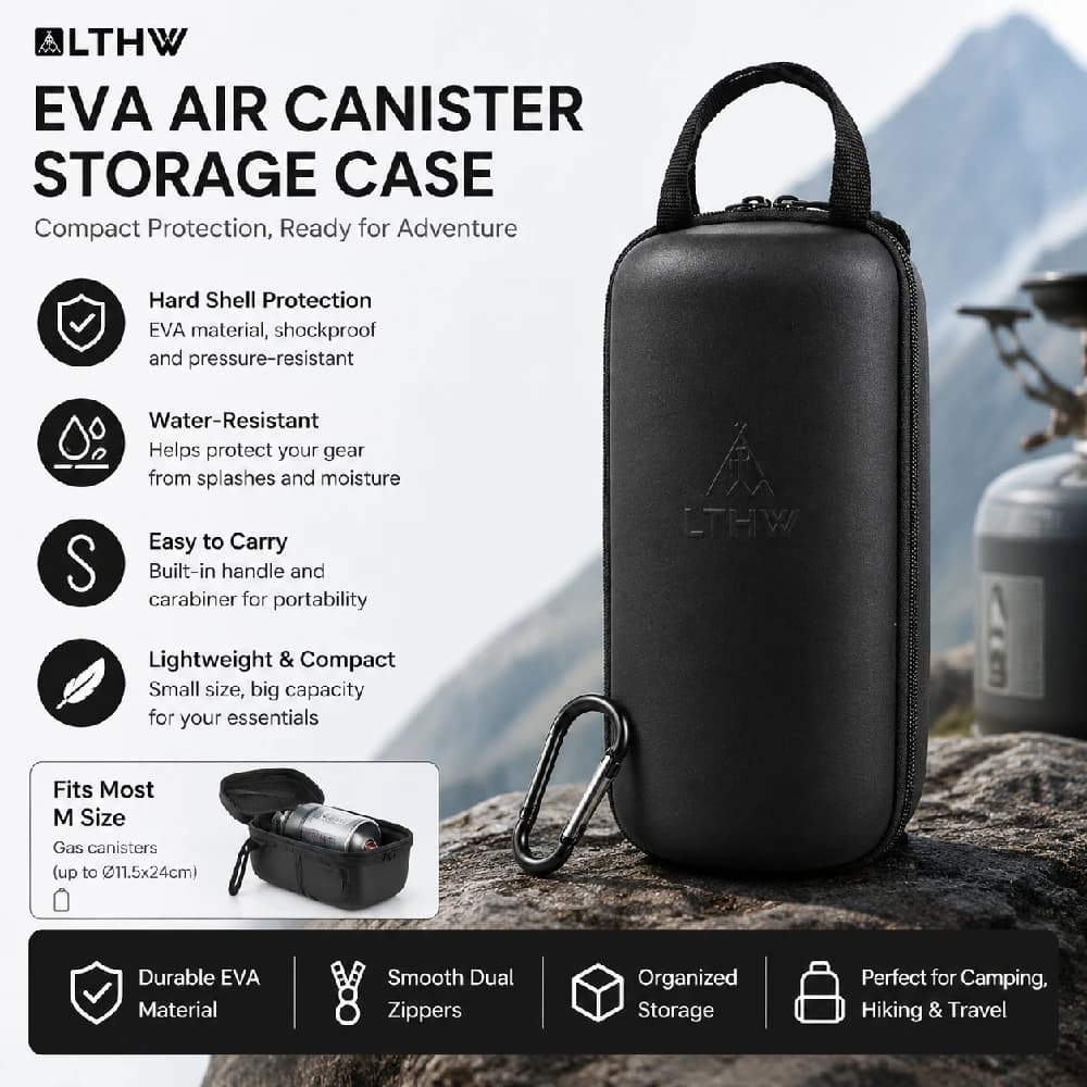 EVA Hard Shell Gas Canister Bag Shockproof Camping Organizer for 230G/450G Cylinder & Stove with Carabiner S-Hook G2/G5