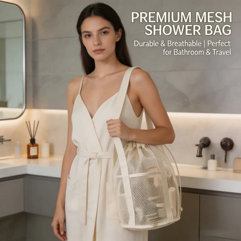 Travel Large Capacity Mesh Nylon Cosmetic Bag Organizer Foldable Casual Mesh Drawstring Bags Rope Bundle Pocket Swim Washing Bag
