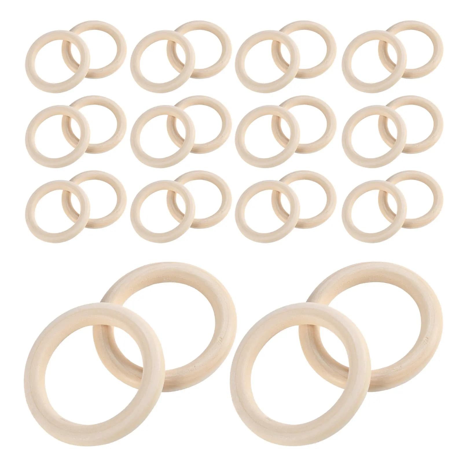 40Pcs Unfinished Wood Circles 70Mm Smooth Solid Wooden Rings for DIY Craft Supplies Macrame Crochet Dreamcatcher Pendant Making