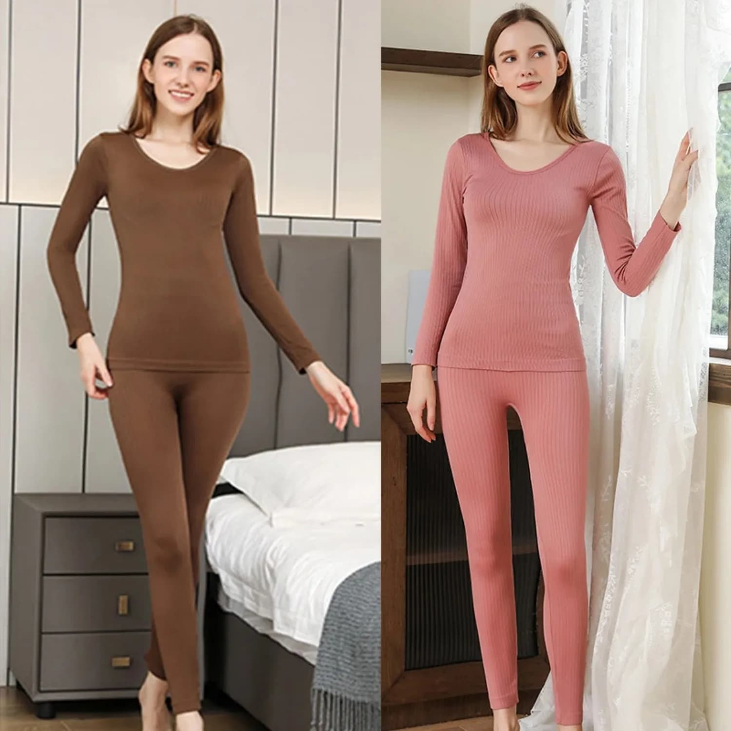 Set Intimo Termico Modellante da Donna, Sexy, a Collo Alto, per il Freddo