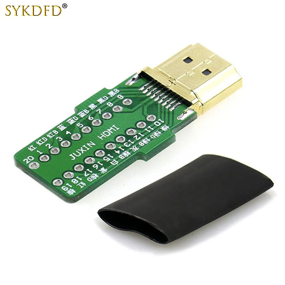 1 pcs DIY Standard HDMI Compatible Welding Jack Male Plug 19 Pin Cable Connector 19 + 1 Plated Gold Spin Repair Thermal Bathtub