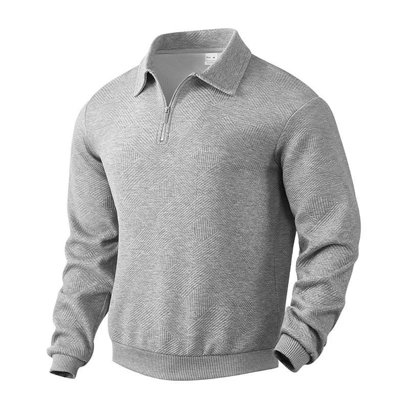 Men's Autumn Winter Turn-Down Collar Half Zip Long Sleeve Hoodie Sports Outdoor Cotton Breathable Polo Shirt Pullover