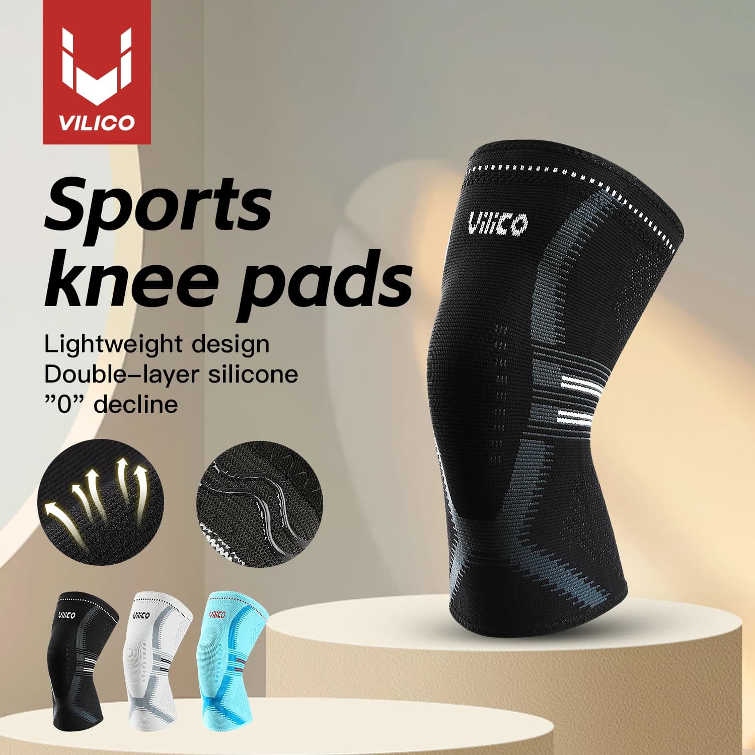 1 Piece Compression Knee Support, Elastic Knee Pad with Springs, Gym Guard, Sports, Basketball, Volleyball, Running