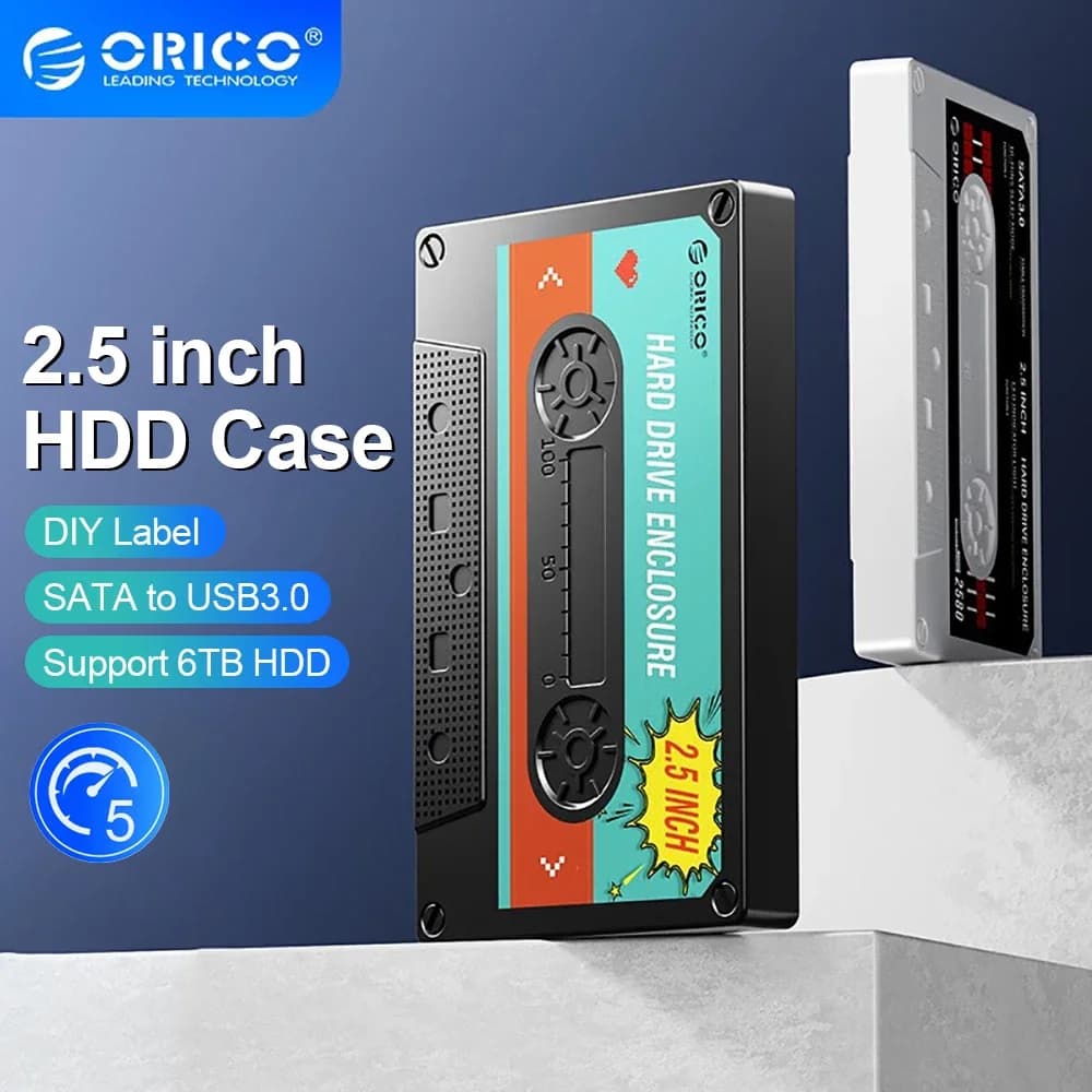Custodia per disco rigido esterno ORICO da 2,5 '' SATA a USB3.0 Custodia per disco rigido esterno 5 Gbps / 6 Gbps Tipo-C con adesivo fai da te Accessori per PC