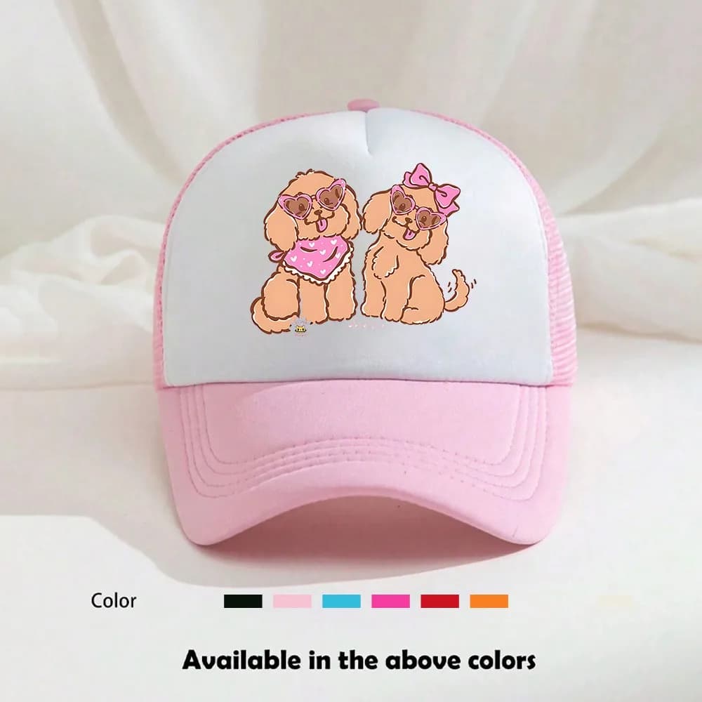 1pc Adjustable Snapback Baseball Cap with Puppies Design, Breathable Hat Suitable for Dog Lovers
