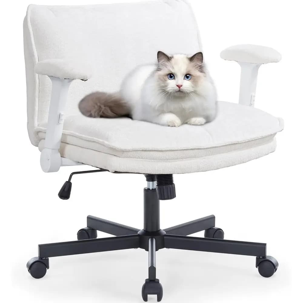 Sedia Girevole Ergonomica Larga 26 Pollici con Cuscino, Ideale per Scrivania, Toeletta, Ufficio Domestico e Trucco
