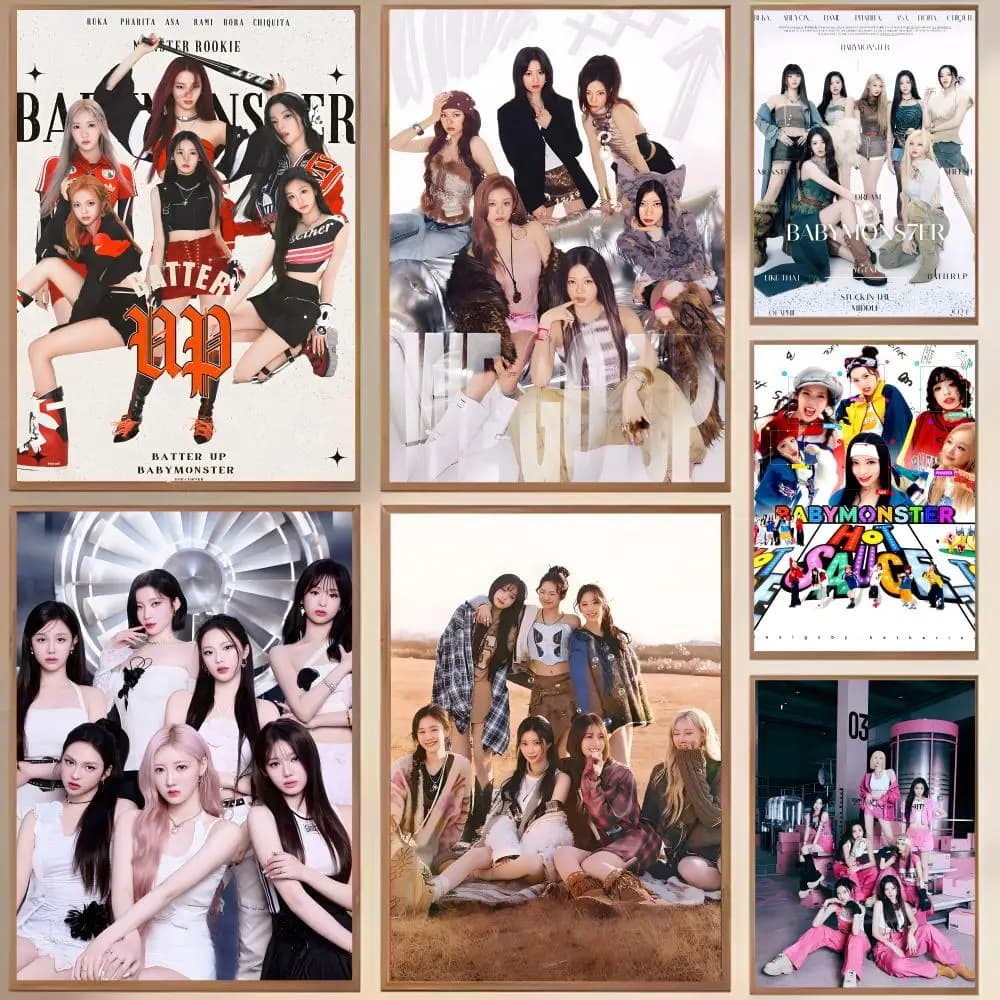 Poster Kpop B-Babymonster in waterproof canvas, fold-resistant, wall decoration easy to hang, home decoration, for living room, bedroom