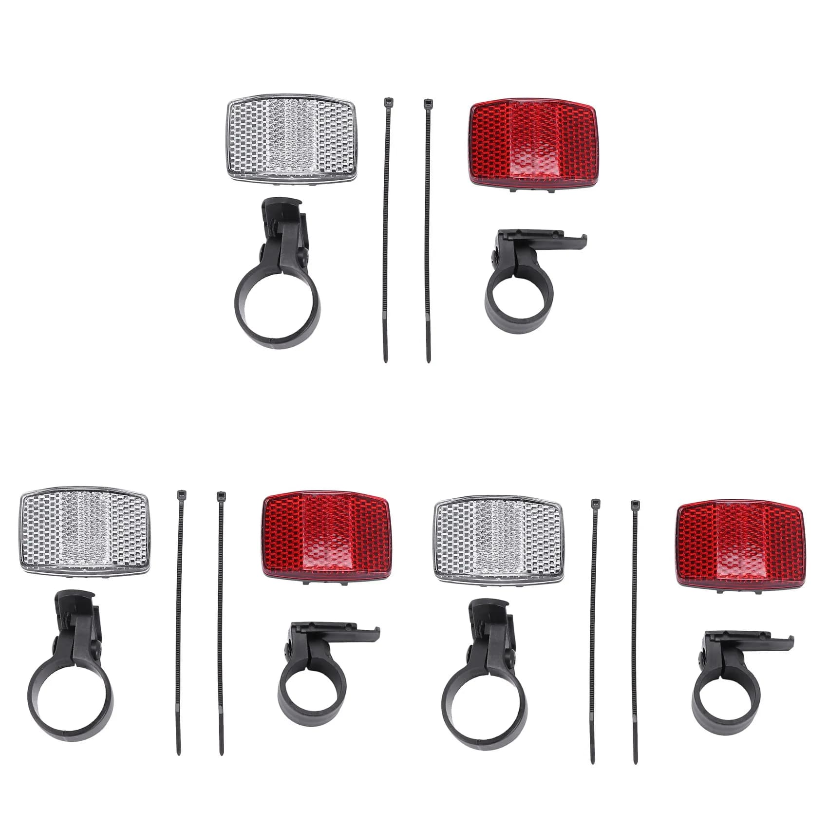 3 paia di riflettori luminosi per bicicletta, anteriori e posteriori, per manubrio e sella