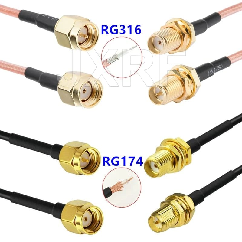 Connettore JXRF adattatore SMA a SMA SMA maschio a SMA maschio femmina dado estensione paratia coassiale Jumper Pigtail per Antenna WIFI 3G 4G