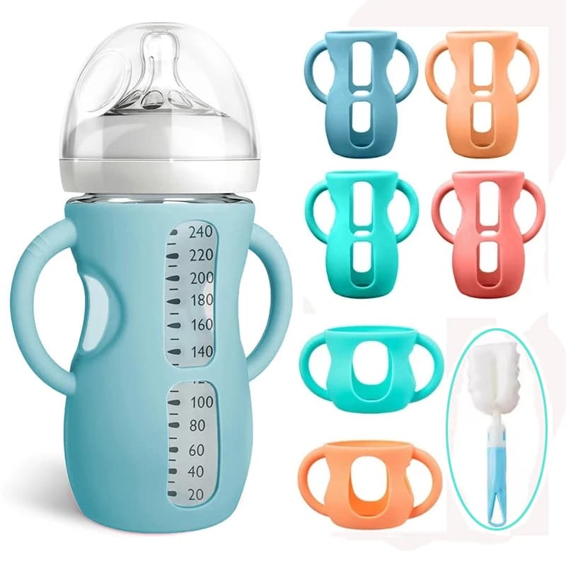 Manicotti in silicone per occhiali Biberon Anti rottura Portabiberon 120/240ml Custodia antiscivolo per biberon neonato