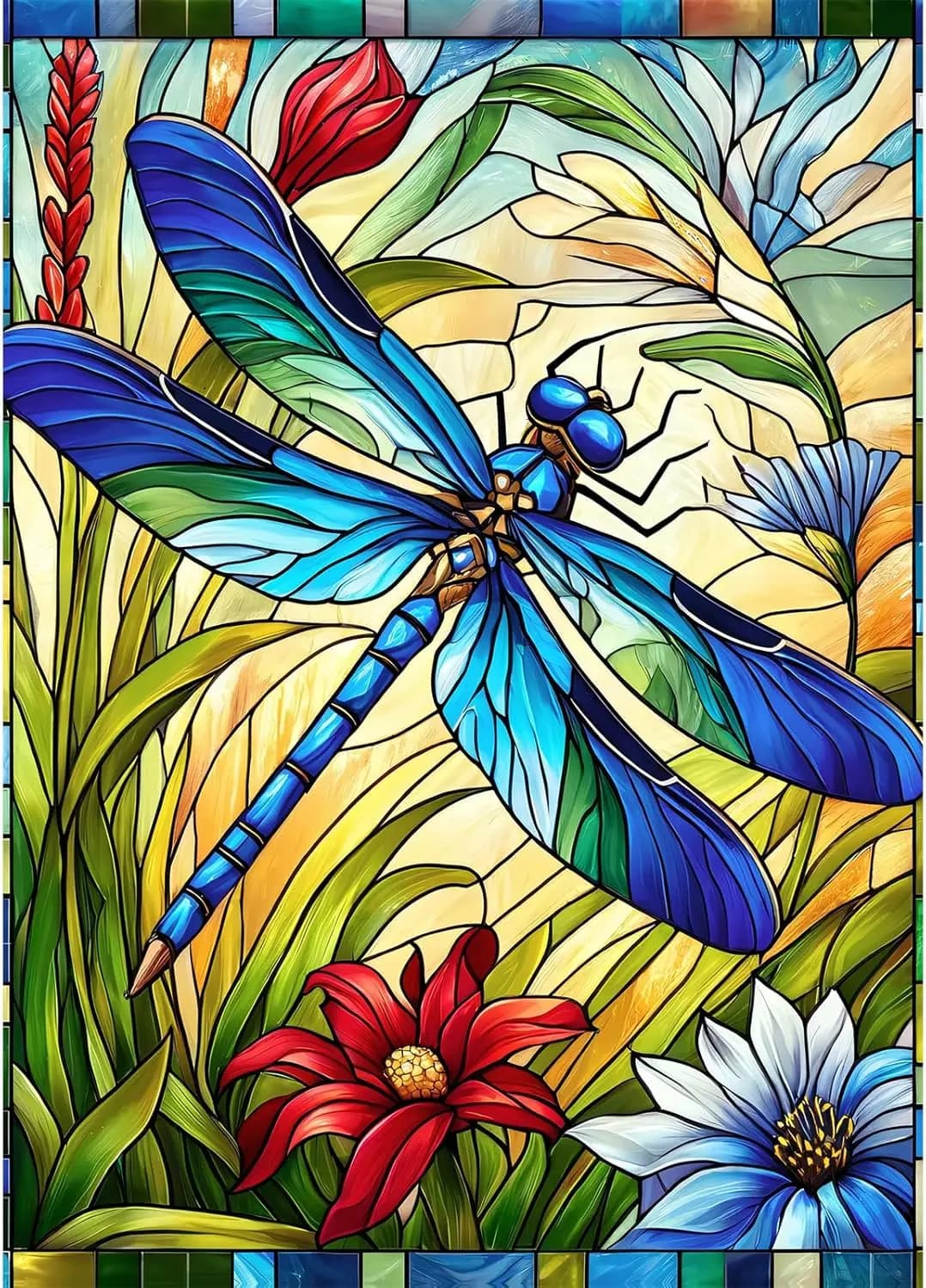 500-2000 Pieces Paper Puzzle Colorful Glass Dragonfly Jigsaw Puzzles for Adults Stress Relief Relaxing Activity Perfect Gift
