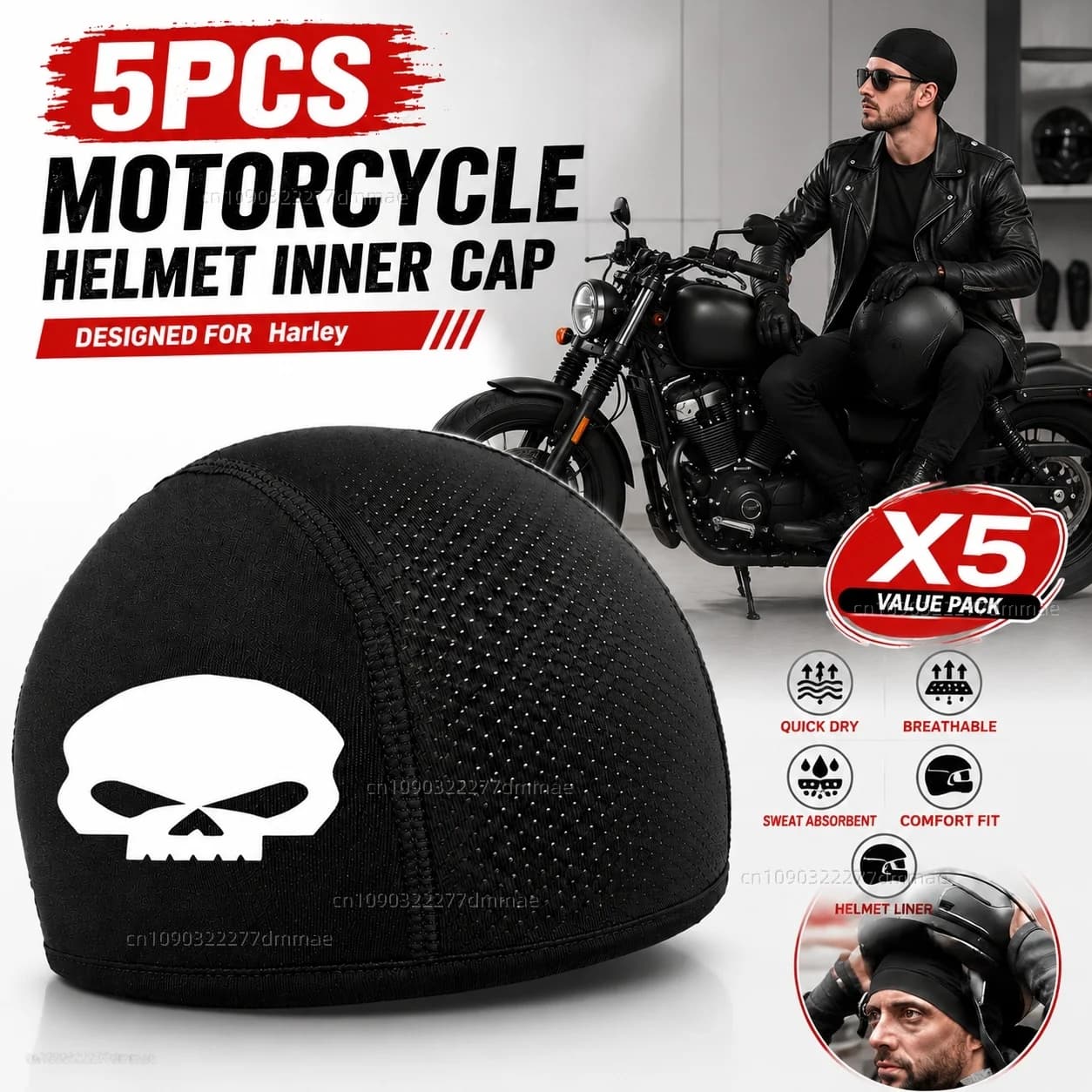 5pcs Motorcycle Helmet Inner Cap Hat Quick Dry Breathable Hat Racing Cap Set For Harley Davidson ADV 1250 PA1250 Special Softail