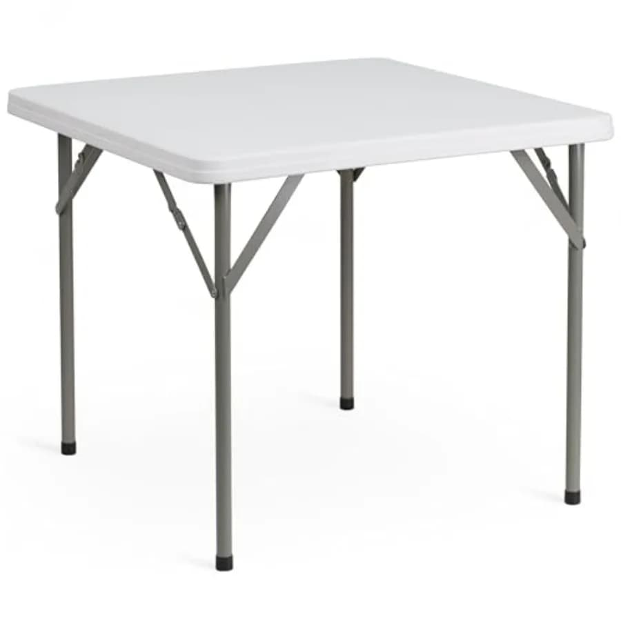 Tavolo Pieghevole in Plastica Elon 2.85' Quadrato per Tutte le Occasioni con Gambe Bloccabili, Tavolo da Banchetto Pieghevole per Eventi Interni/Esterni