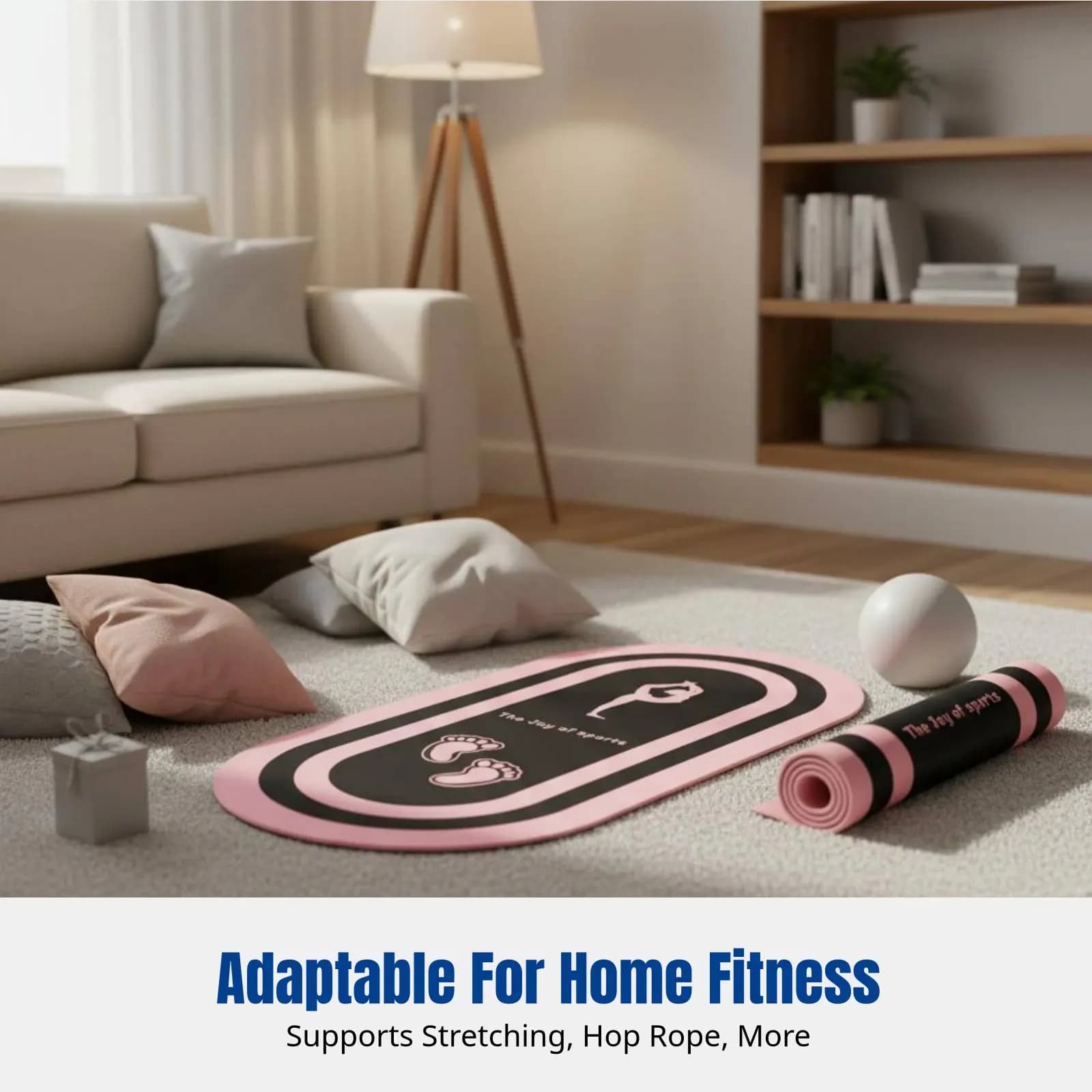Jumping pad with rope, reinforced shock absorption, soundproofing, anti-slip fitness mat, indoor silent exercise mat, prolonged training