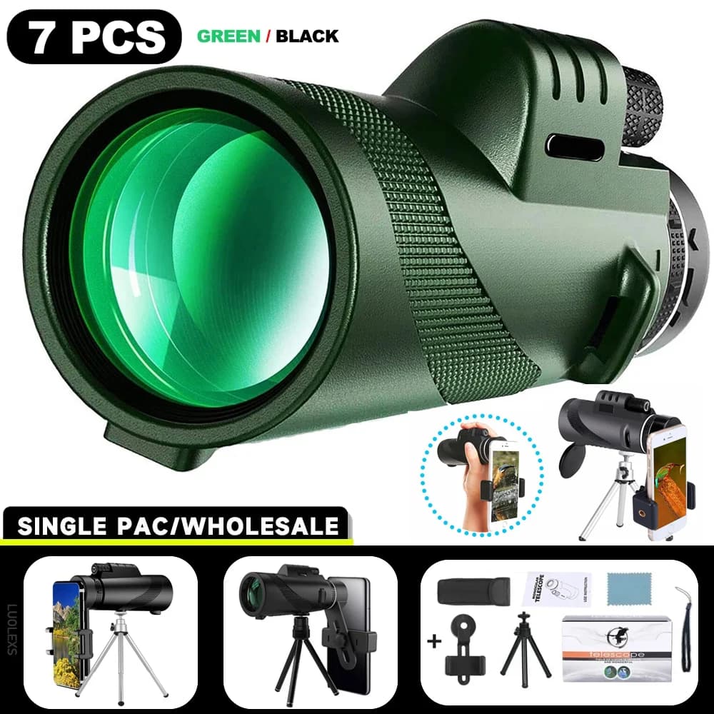 Telescopio Portatile Zoom HD 5000M Pieghevole a Lunga Distanza Mini Potente per Caccia Sport Campeggio Viaggi