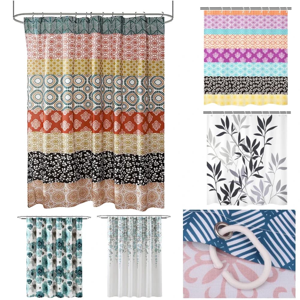 Bohemian Shower Curtain Watercolour Plant Colorful Flower Modern Simple Home Bathroom Decor Fabric Bath Curtains With Hooks
