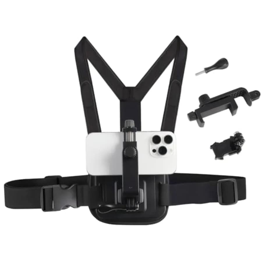 Phone Chest Mount Phone Harness Strap Holder Compatible for iPhone, Samsung, Gopro, DJI Action, Cell Phones Action Cameras POV/