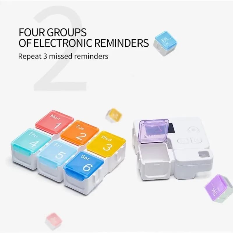 Weekly Organizer of Pills with Alarm, Daily Travel Pills for Medicines, Vitamins and Supplements, Domestic Use