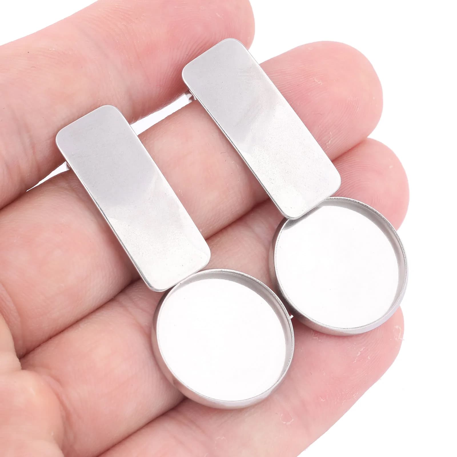 10 pcs Stainless Steel Measuring 20mm Cabochon Earrings Base Setting Blank Spaces Make Up Post Earrings Borchie Results For Jewelry Creation