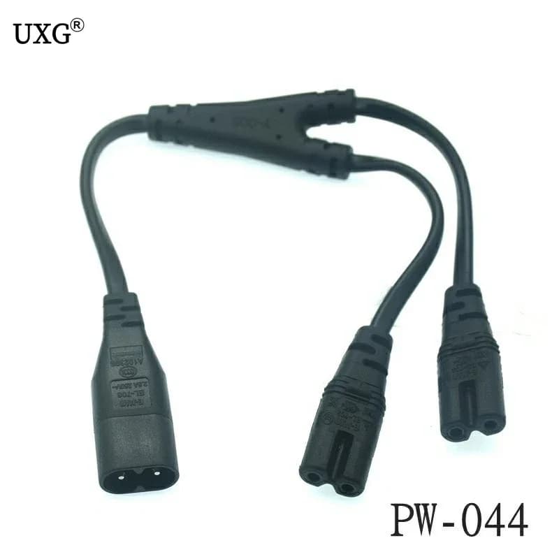 IEC320 C8 to Dual C7 Cord Male to Female 1 in 2 Out AC Power Splitter Cable for LCD Monitor Desk Lamp 100‑250V