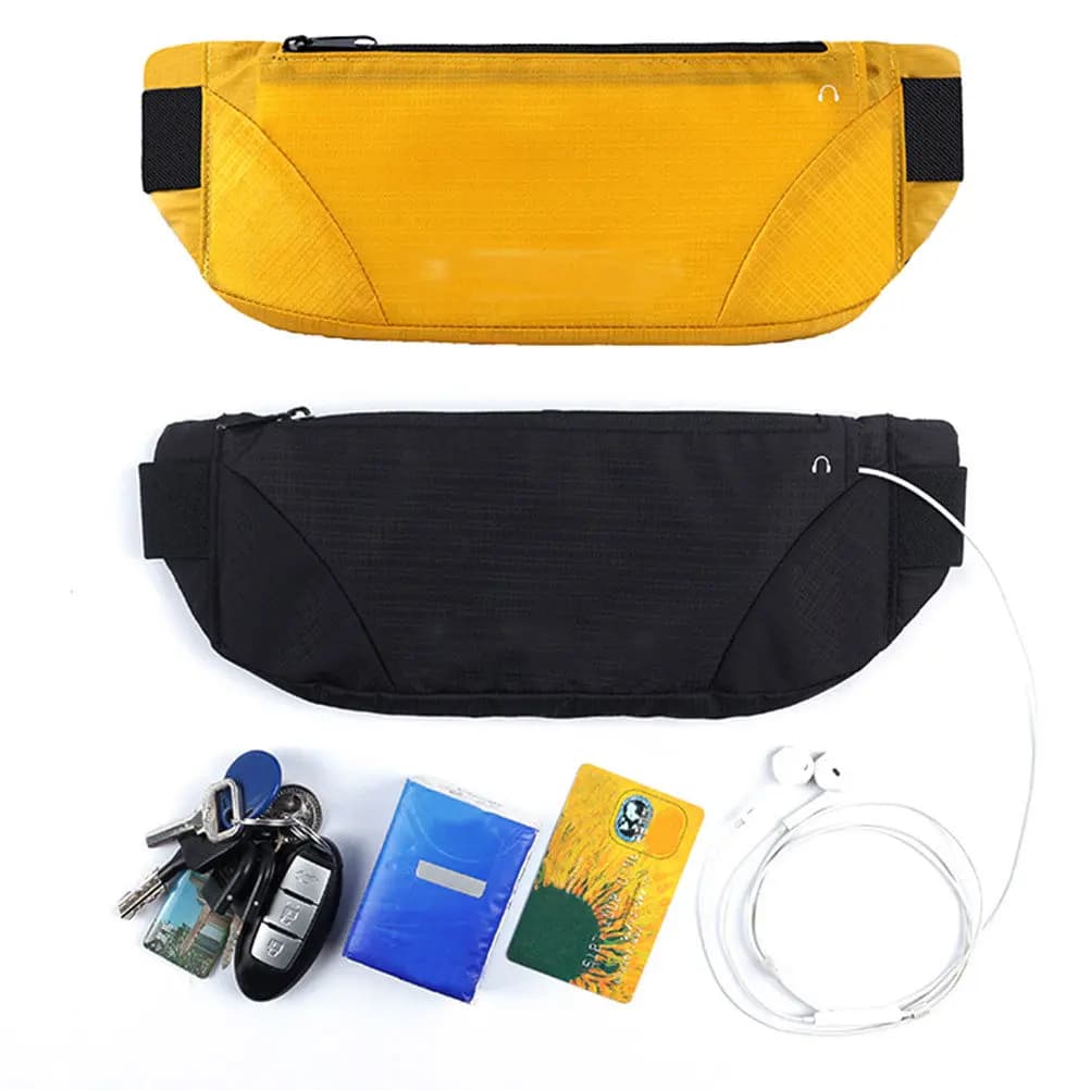 Waterproof Sports Phone Waist Pack Adjustable Lightweight Running Hiking Travel Belt Pouch For Smartphone Black