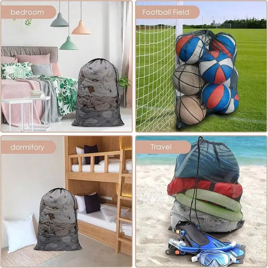 2-Pack Extra Large (24x36 Inch) Drawstring Laundry Bags - Heavy Duty Mesh Hamper For College Dorm, Travel, & Gym - Breathable