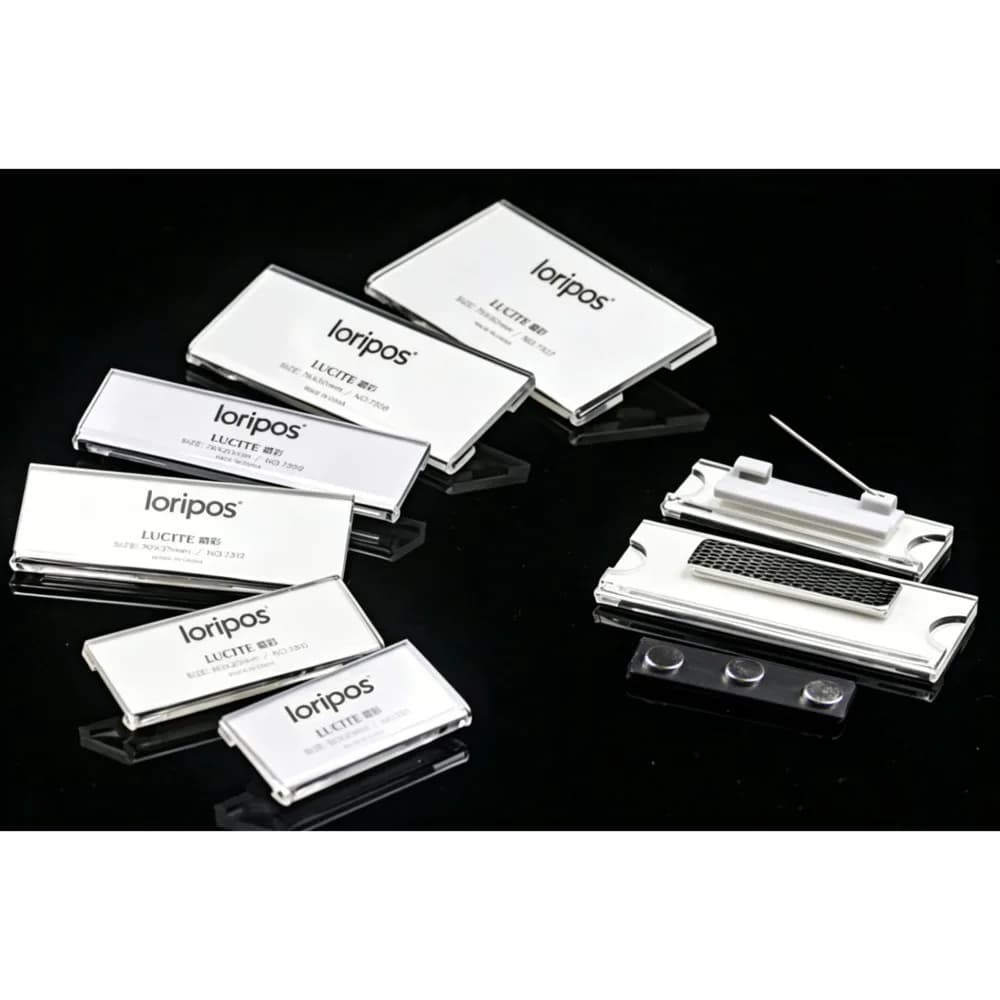 Clear Acrylic Magnetic Name Badge Holder, Slide-in Insert Business Name Plate, Reusable Magnetic Work ID Name Tag