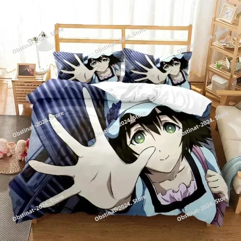 Anime Steins Gate Kurisu Makise Set biancheria da letto Stampato singolo Piumino Trapunta Copripiumino Federa Set da 3 pezzi Bambini Taglia adulto