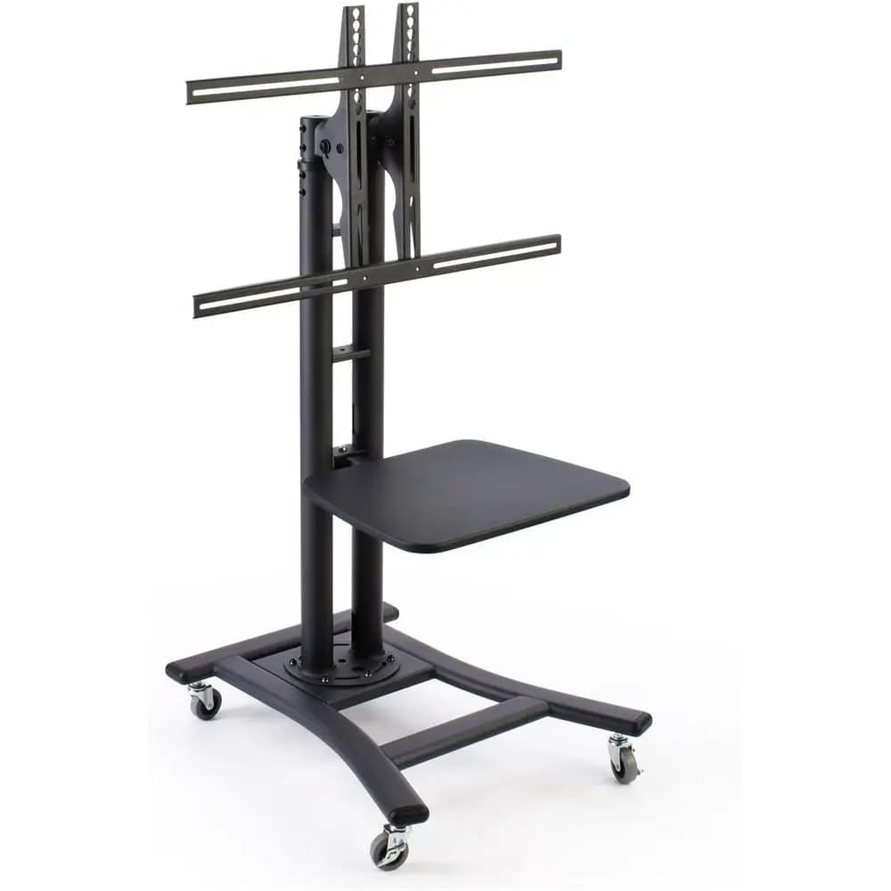 37-70 LCD TV mobile support Poles with 4 Wheels Lockable and 19-inch AV shelf - Black