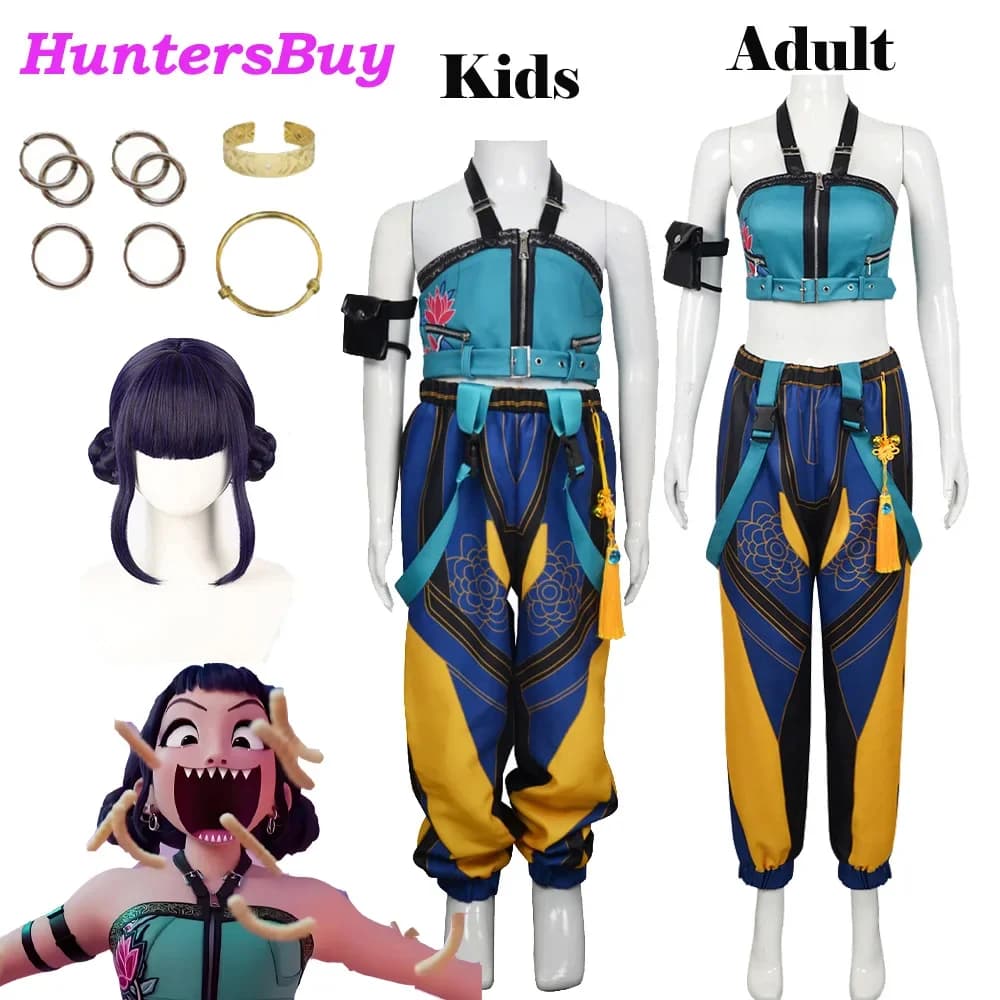 KPop Zoey Demon Cosplay Hunters Adult Kids Costume Women Girls Uniform Wig Role Game Clothing Fantasy Dress Halloween Dresses