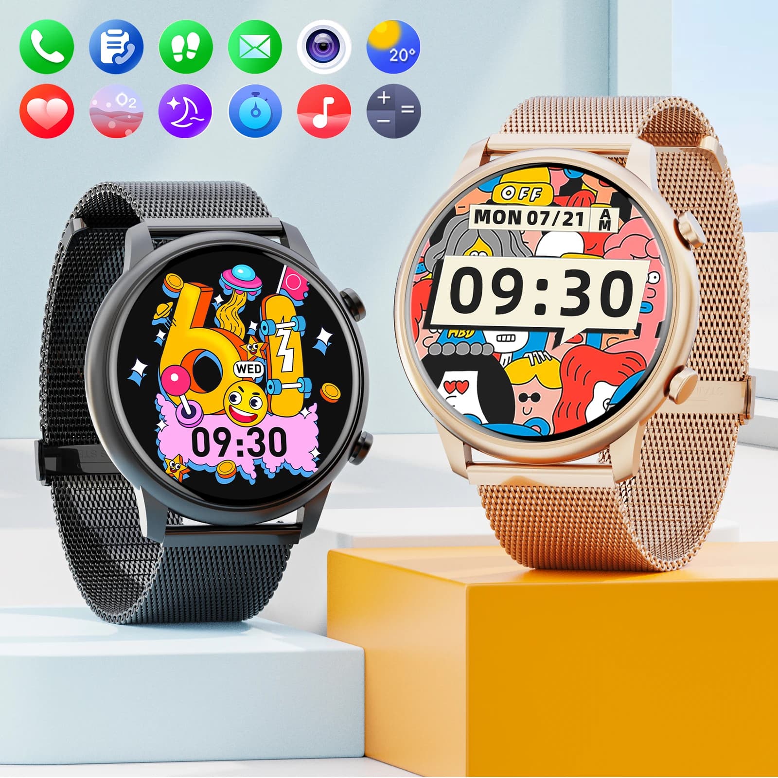 Karchilor smart watch, Bluetooth call, women's sports watch, 1.39 HD screen, smart watch with heart rate, sleep, blood oxygen