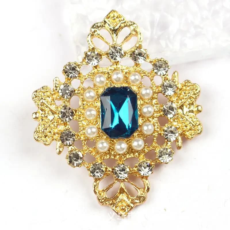 5 pz 27*33mm Placcatura In Lega Oro Bottoni Flatback Strass Perla FAI DA TE Scarpe Abbigliamento Scatole Regalo Borse Accessori Decorativi