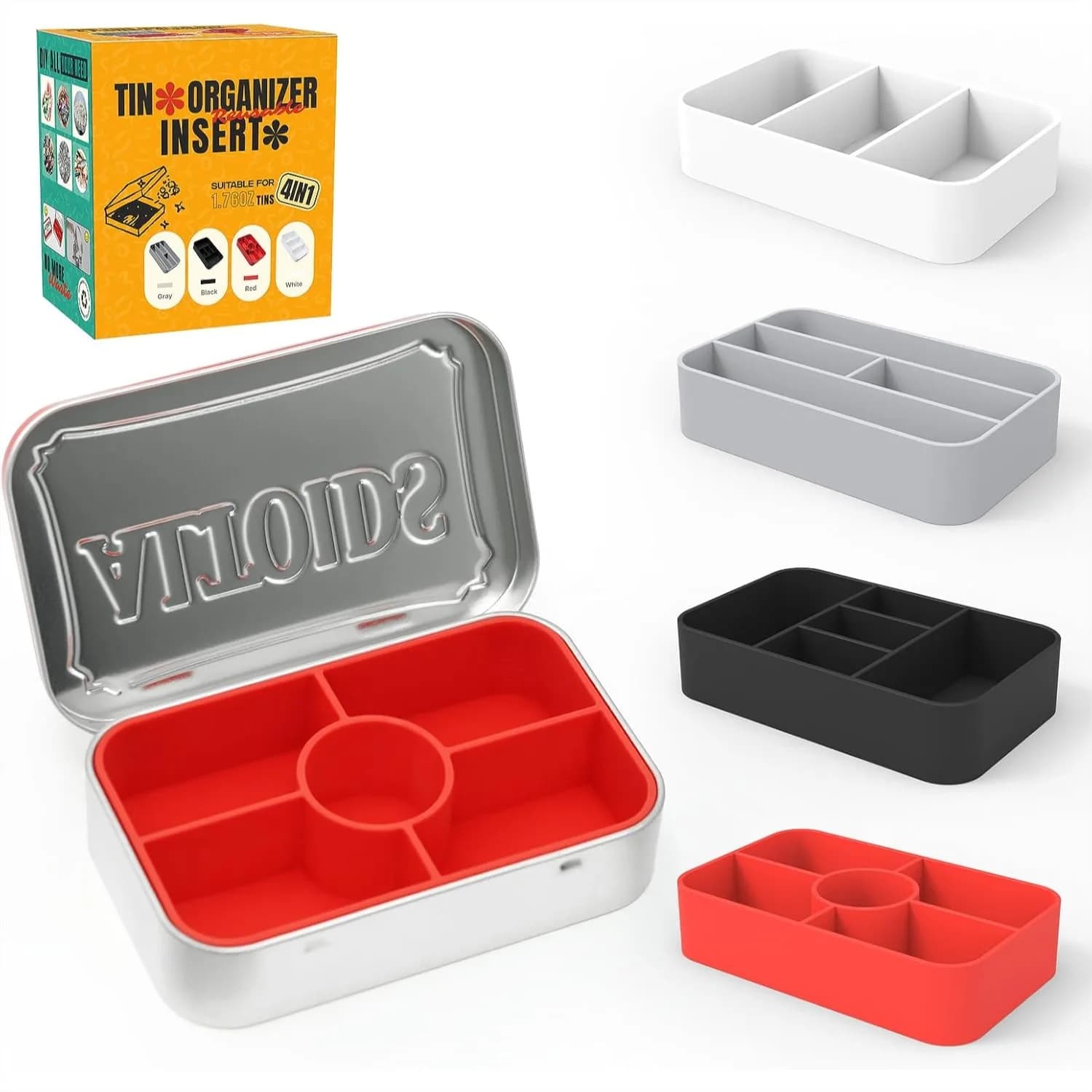 Organizer in Plastica Rigida per Scatole di Menta da 1.76oz, Contenitore Robusto con Scomparti per Attrezzatura da Pesca a Mosca, Gioielli, Artigianato, Piccoli Oggetti
