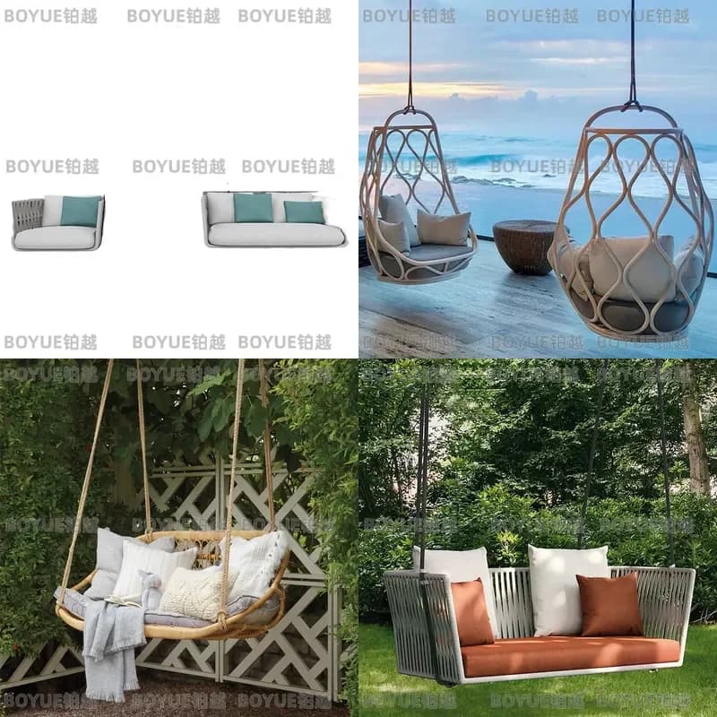 Outdoor Rope Hanging Swing Chair Waterproof Sunscreen Double Seat Hammock for Garden Balcony Courtyard Hotel Homestay