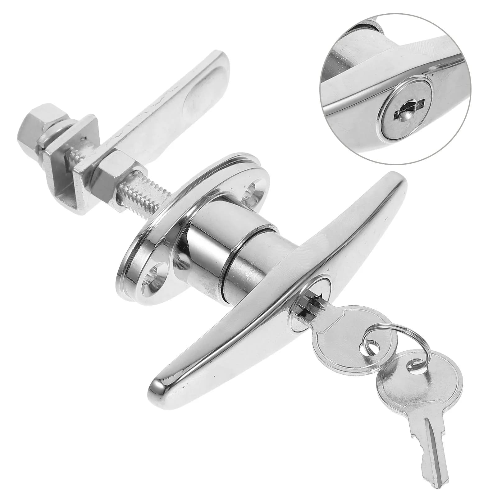 T Shaped Handle Lock Set Solid Alloy Barn Door Garage Door Lock Sliding Gate Cabinet Drawer Locking Handle with Keys Quick