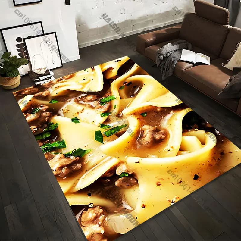 21 Sizes Pasta with meat and herbs Printed Area Rugs for Adult Yoga Mats Living Room Decor Personalized Doormat