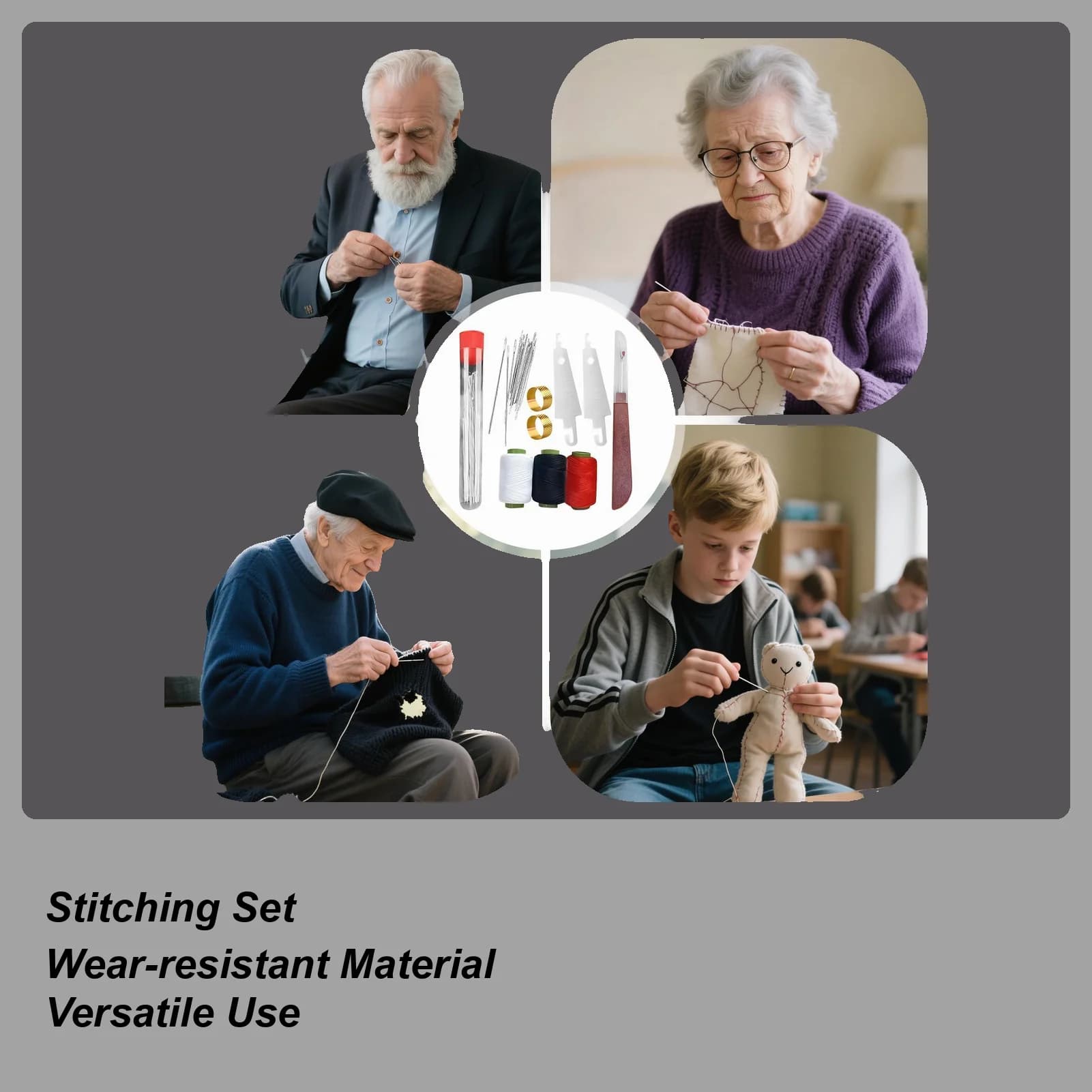 37 pezzi/set set di strumenti per cucire durevoli kit di aghi per filo facile kit di aghi e filo per cucire facili per la riparazione e l'artigianato
