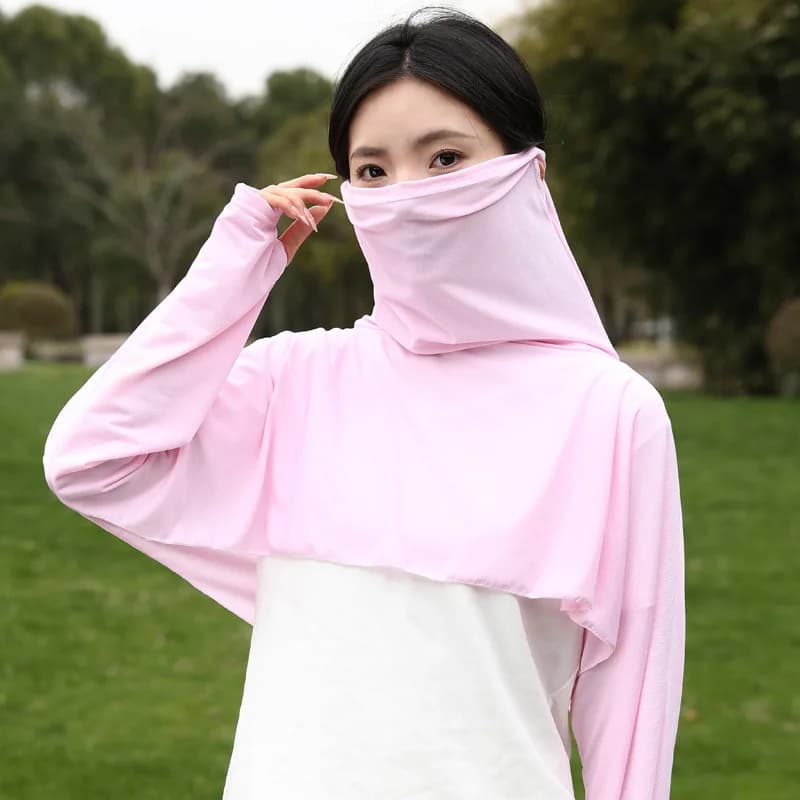 Women's Cycling Sun Protection Shirt Scarf Summer Sunshade Cloak Vehicle Ear Hanging Face Mask Cowl Neck One-piece S...
