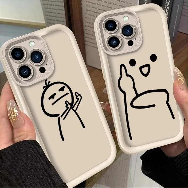 Cartoon Fun Stickman Soft Phone Case for IPhone 17 Air 16E 15 14 13 12 11 Pro Max XS XS Max XR SE 2020 SE4 7 8 Print Cover
