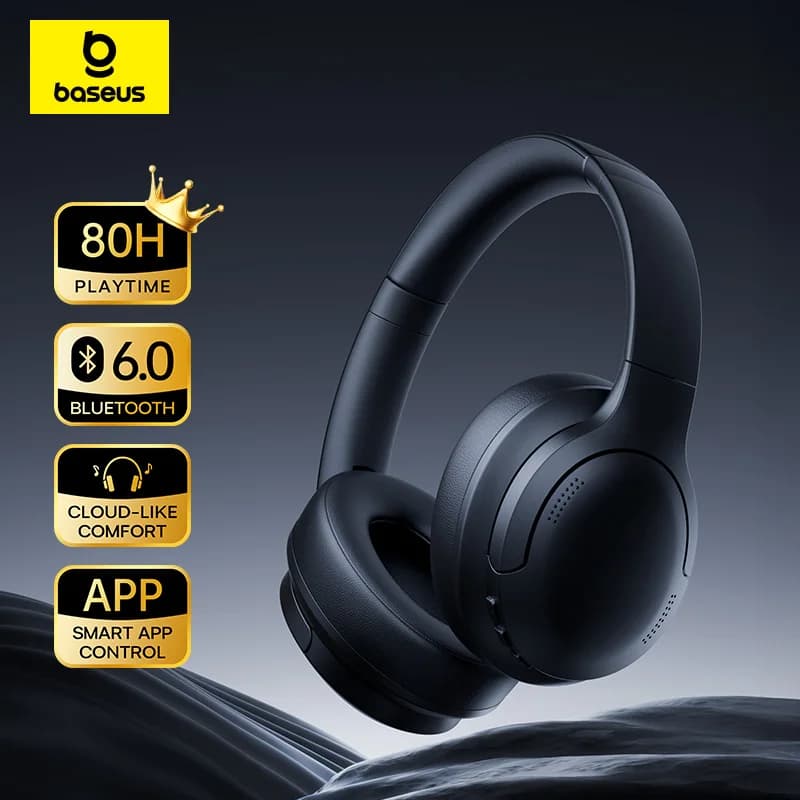 Cuffie Wireless Baseus BH1 Lite ENC Bluetooth 6.0, Auricolari con Chiamate Nitide, Super Bassi, 80 Ore di Autonomia, Cuffie Over-Ear