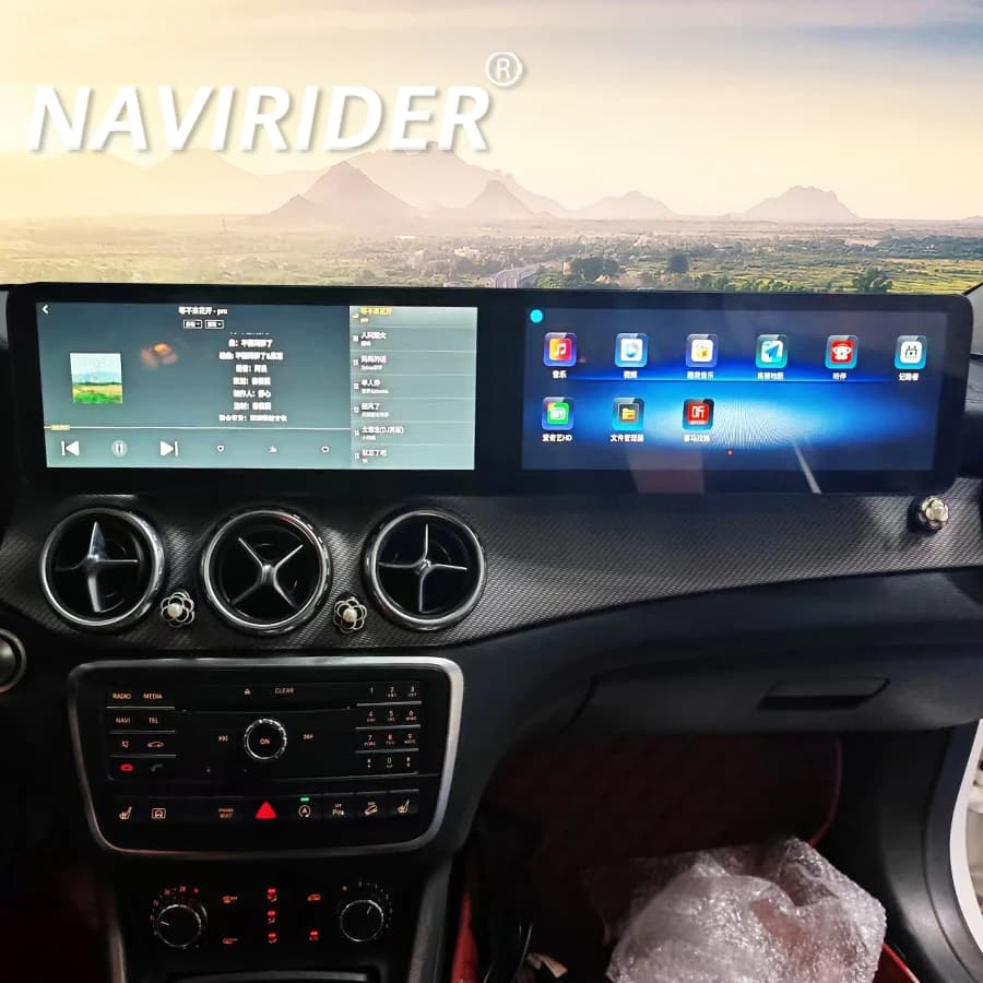 12.3 + 12.3 inches Double Screen For Mercedes Benz GLA Class A B Class A45 2013-2023 GPS Auto Video Player Android Carplay